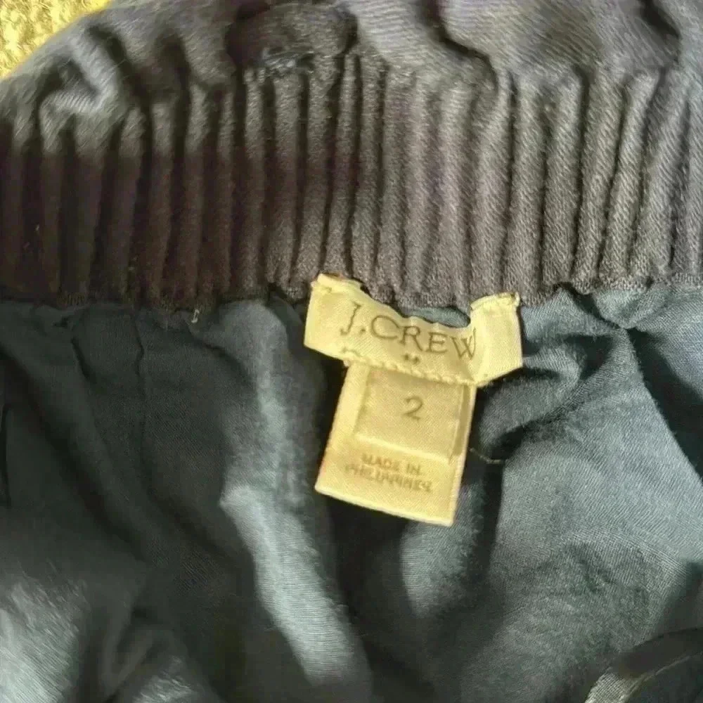 J.Crew elastic waist pocket paper bag style linen blend navy skirt 2